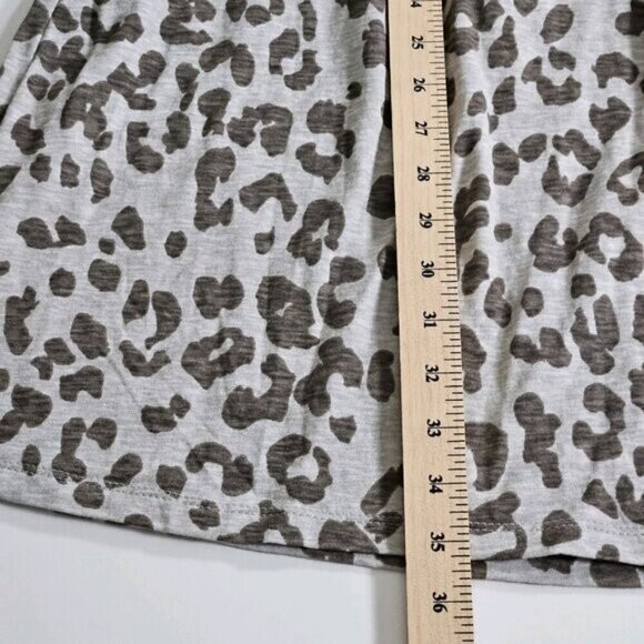 Old Navy Shirt Dress Womens M Beige Snow Leopard Cinched Waist SS Summer Cottage - Picture 8 of 16